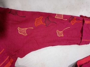 Pink &amp;Orange Striped A-Line Kurta