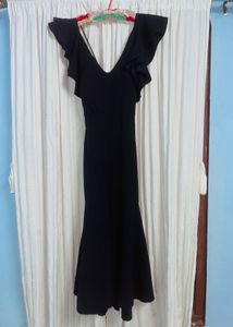 Frill-Layered Black Dress