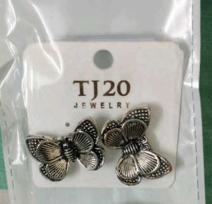 Butterfly Earrings silver oxidised