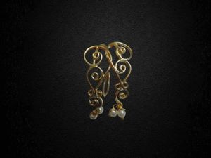 Handmade Gold Wire Earrings with Pearl Drops