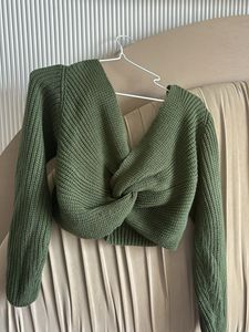 Green Knit Crop Sweater