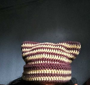 Crochet  KIM TAEHYUNG Inspired.Cat Ear Beanie🤎