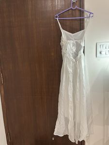 White Back Open &amp; Tie Gown