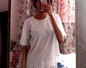 White Lace Detail Top | Pre-Loved | Size: M