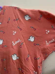 Cute Coral Bird Print Top