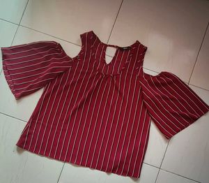 Striped Cold Shoulder Top