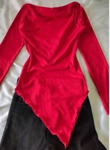 Burgundy One-Shoulder Top