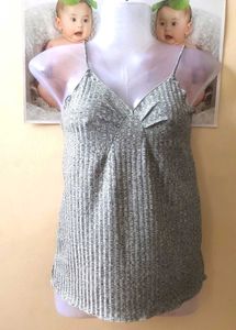 Gray Ribbed Knit Cami Top