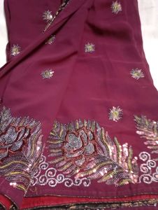 Embroidered sequence used saree