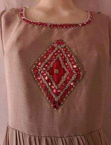 Beautiful Grey &amp; Pink Anarkali Kurti