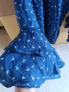 Blue Top With Double Flared-Bell Sleeves