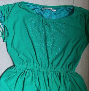 Cute Green Eyelet Mini Dress - Moon Basa