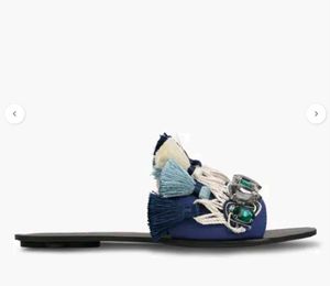 Catwalk Blue Embellished Tassel Flats Size 36