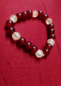 Red &amp; Crystal Beaded Stretch Bracelet