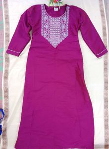 Embroidered Magenta Kurti