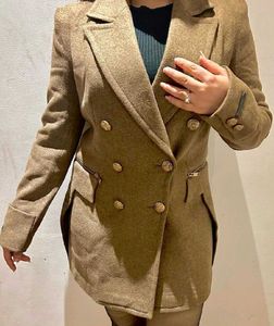 Classic Tan Double-Breasted Coat