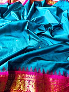 Pure Silk Electric Blue Kanjivaram Saree