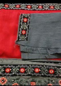 New Saree With Fall Pico And Blouse Piece