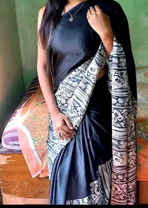 black Satin silk saree