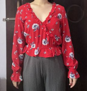 H&amp;M Floral Peplum Top