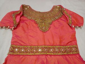 New Party Wear Pink Gown Pajami With Dupatta For G