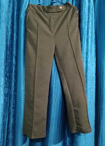 Vintage Olive Green Striped Career Pants