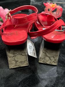 Stelatoes Red Ankle Strap Heels