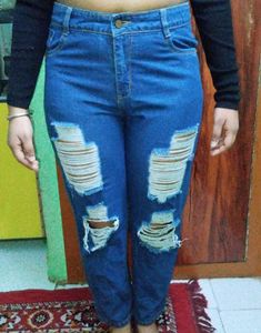 Distressed High-Waisted Jeans