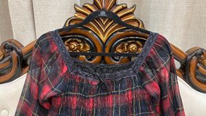 Red Plaid Long Sleeve Top