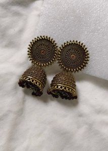 Traditional Round Jhumkas Maroon