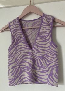 Purple Zebra Print Crop Top
