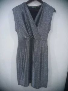 Vero Moda Brand Sparkly Silver Dress