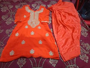 Orange Embroidered Salwar Suit