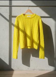 Imported Yellow Sweater Wool With Trendy Sleeve
