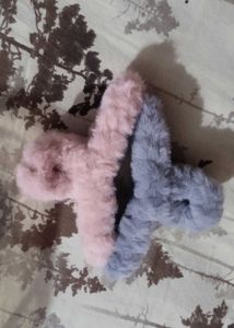 Fluffy Hair Claw Clips - Cute Pastel Set