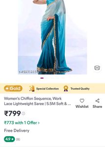 BRAND NEW DESIGNER SAREE WITH ATTACH BLOUSE PIECE