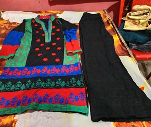 beautiful stylish winter woollen kurti flared plaz