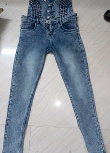 Jeans With Shoulder Belt For Girl