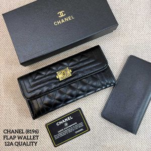 CHANEL BOY BLACK CAVIER WALLET WD BOX
