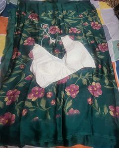 Floral Green Saree &amp; Blouse