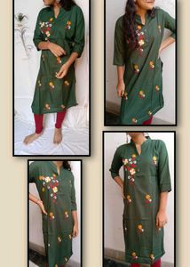 Green Embroidered Kurta