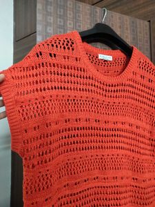Orange Crochet Top Blouse