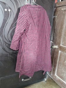 Red &amp; Black Checkered Oversized Top