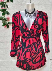 🎁Buy 2 Get 1 Free 🎁Red &amp; Black Print Top