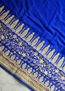 Royal Blue saree with blouse piece