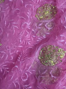 Elegant Pink Embroidered Saree