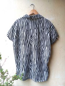 Zebra Print Button Down Shirt Top (Women)