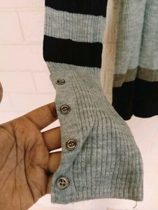 highneck a Striped Turtleneck Sweater