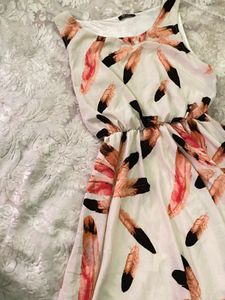 Feather Print Sleeveless Dress
