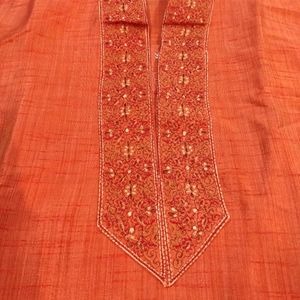 Manyavar Red Ethnic Kurta Set